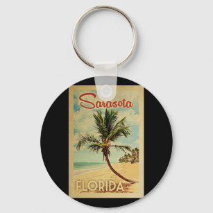 Sarasota Palm Tree Vintage Reise Schlüsselanhänger
