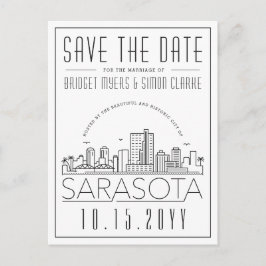 Sarasota Wedding | Stilisierte Skyline Save the Da Postkarte