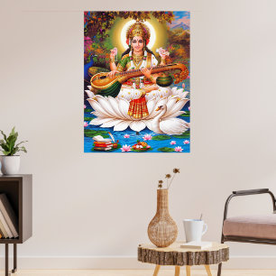 Saraswati Göttin der Kunst & Bildung Poster