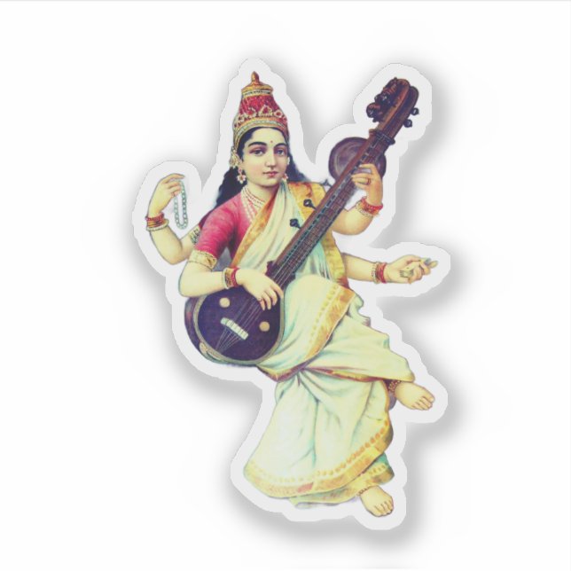 Saraswati, Hindu Goddess Aufkleber (Vorderseite)