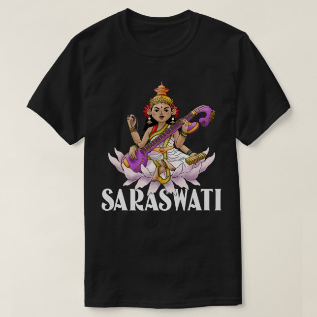 Saraswati Hindu Goddess of Wisdom Diwali T-Shirt (Design vorne)