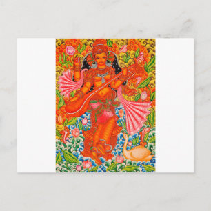 SARASWATI HINDU GODESS OF LEARNING TANJORE POSTKARTE