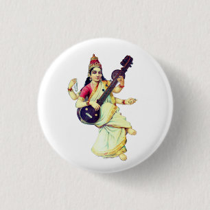 Saraswati, Hinduistische Göttin Button