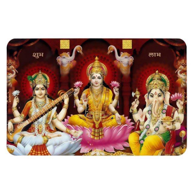 Saraswati, Lakshmi & Ganesha Flexi Magnet (Horizontal)
