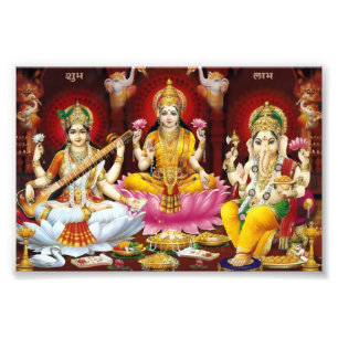 Saraswati, Lakshmi, & Ganesha Print (6" x 4") Fotodruck