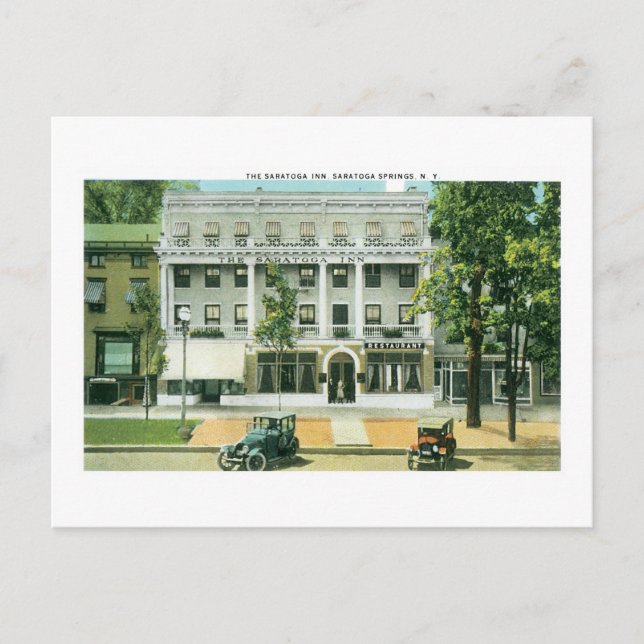 Saratoga Inn, Saratoga Springs, NY Postkarte (Vorderseite)