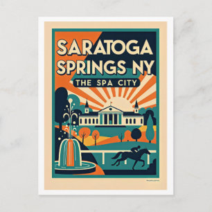 Saratoga Springs NY Retro-Reise Postkarte