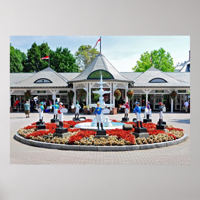 Saratoga's Ikonische 12 Stakes Winning Lawn Jockey Poster (Vorne)