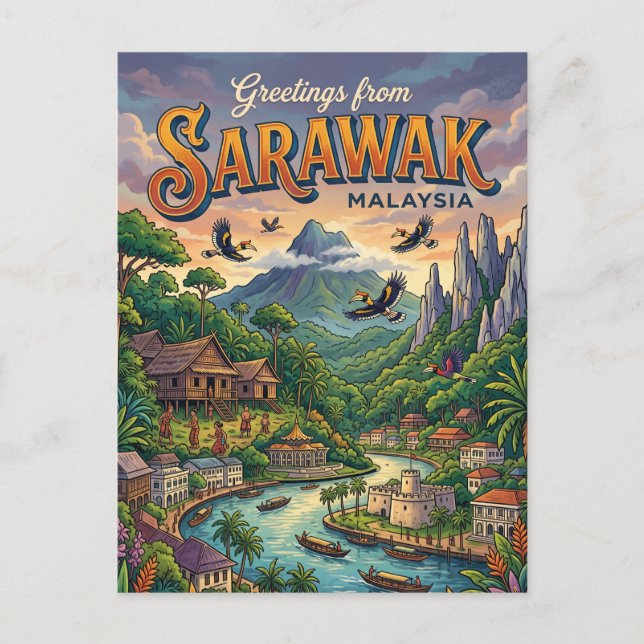 Sarawak Malaysia Postkarte (Vorderseite)