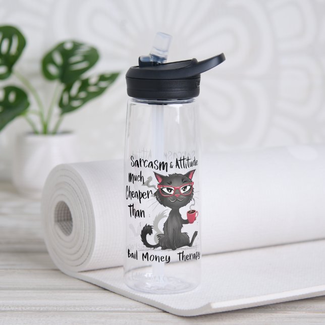Sarcasm & Attitude Funny Cat Lover Gift  Trinkflasche (Yoga (gedreht))
