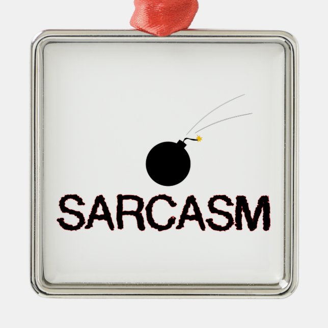 Sarcasm Bombed Silbernes Ornament (Vorne)