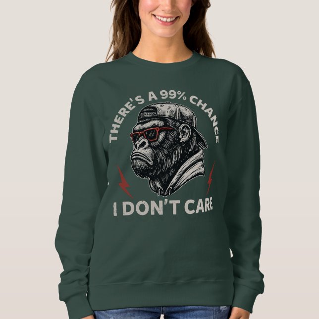Sarcastic Affen Graphic in Backward Hat & Shades Sweatshirt (Vorderseite)