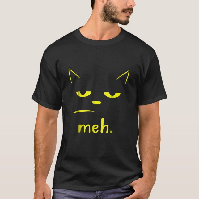 Sarcastic and Funny Meh Halloween Cat T-Shirt (Vorderseite)