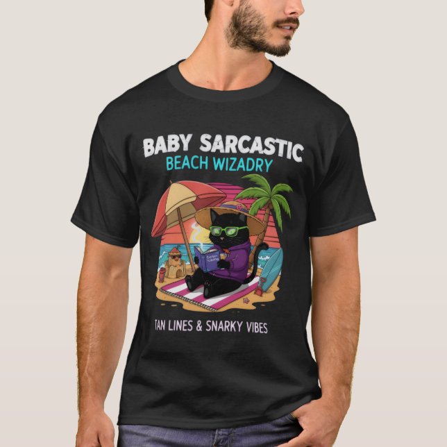 Sarcastic Beach Cat - Funny Summer Kitten T-Shirt (Vorderseite)