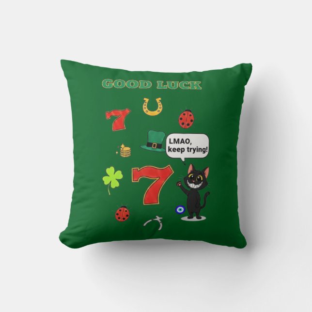 Sarcastic black cat  and Lucky charms Kissen (Vorderseite)