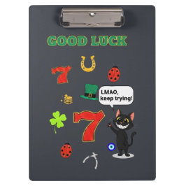 Sarcastic black cat and Lucky charms Klemmbrett