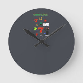Sarcastic black cat and Lucky charms Runde Wanduhr