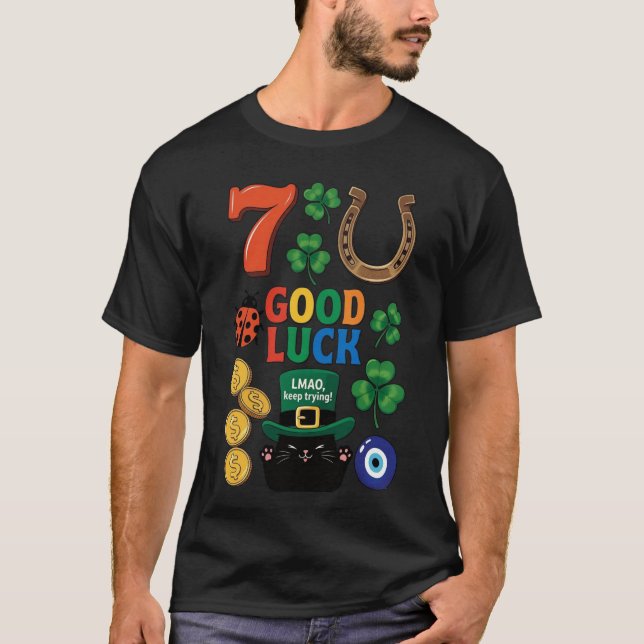 Sarcastic black cat &Lucky charms T-Shirt (Vorderseite)