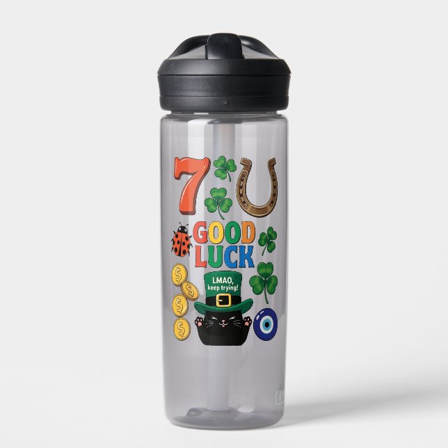 Sarcastic black cat &Lucky charms Trinkflasche (Vorderseite)