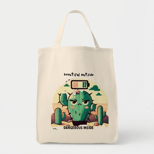 Sarcastic Cactus with Low Battery Tragetasche (Vorne)