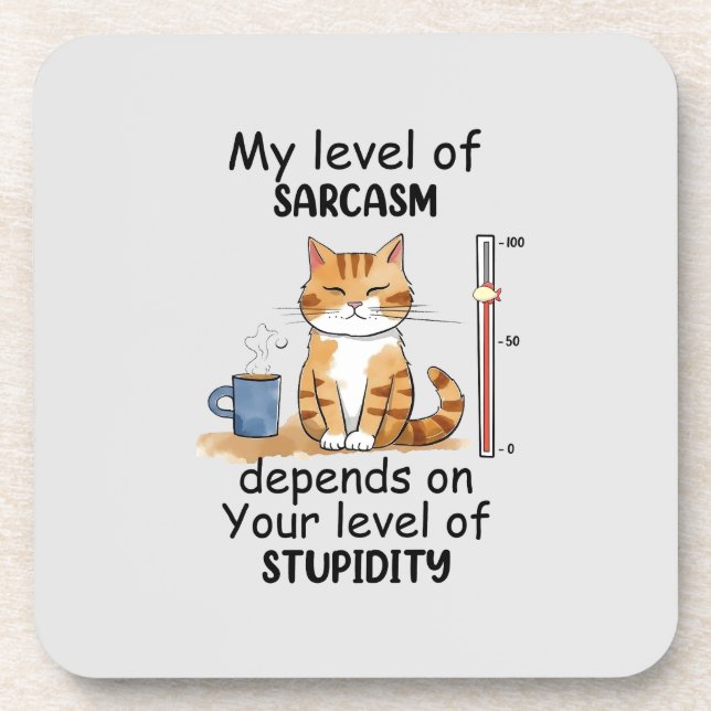 Sarcastic Cat - Funny Orange Art Getränkeuntersetzer (Vorderseite)