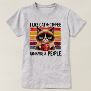 Sarcastic Cat Graphic T-Shirt - My Cat, Coffee & 3