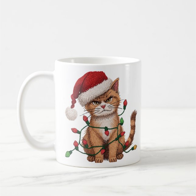 Sarcastic Cat — “Silent Night? Not a Chance Kaffeetasse (Links)