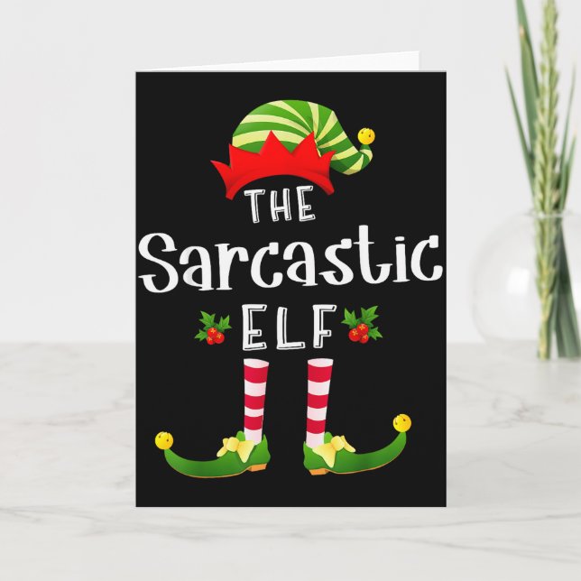 Sarcastic Christmas Elf Matching Pajama X-mas Part Karte (Vorderseite)