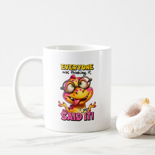 Sarcastic Dinosaur, alle dachten es Kaffeetasse (Mit Donut)