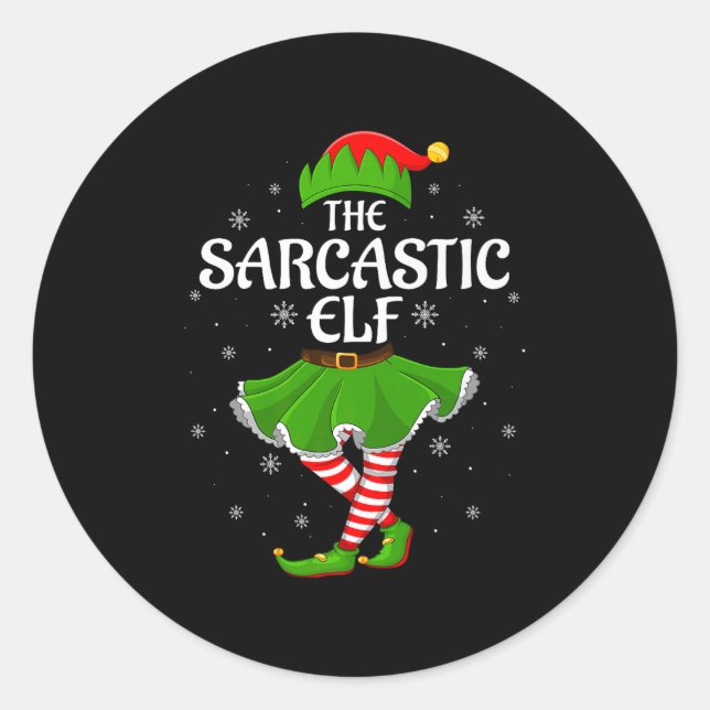 Sarcastic Elf Christmas Family Girls Women Elf Squ Runder Aufkleber (Vorderseite)