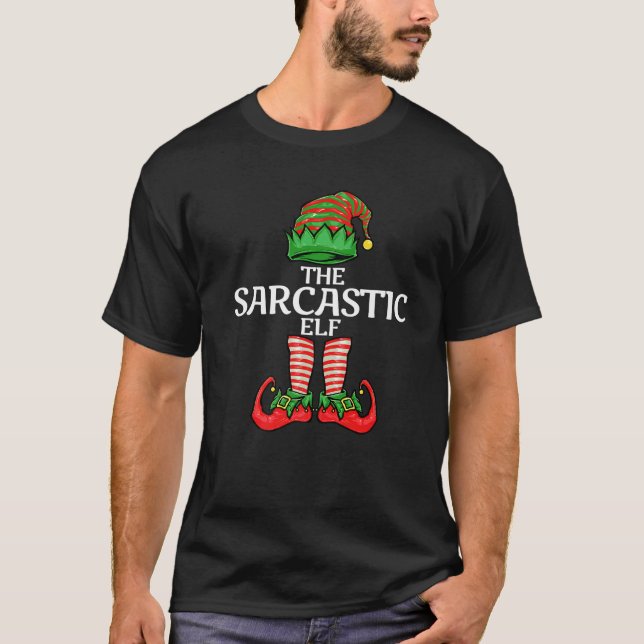 Sarcastic Elf Christmas Family Matching Group Prem T-Shirt (Vorderseite)