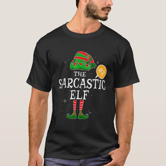Sarcastic Elf Group Matching Family Christmas Holi T-Shirt (Vorderseite)