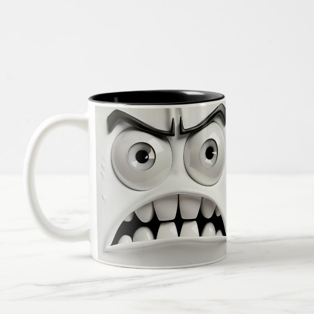 Sarcastic Face 3D Zweifarbige Tasse (Links)