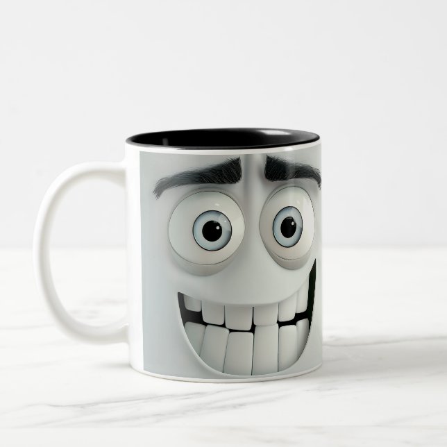Sarcastic Face 3D Zweifarbige Tasse (Links)