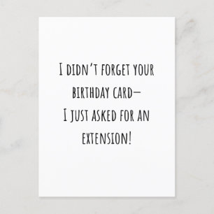 Sarcastic Funny Belated Birthday Card Postkarte