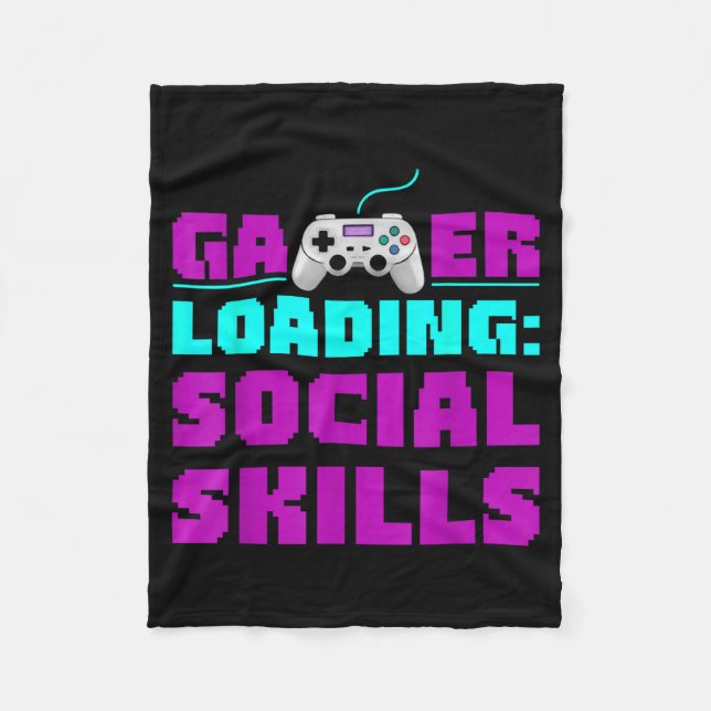 Sarcastic Gamer Loading Social Skills Funny Video  Fleecedecke (Vorderseite)