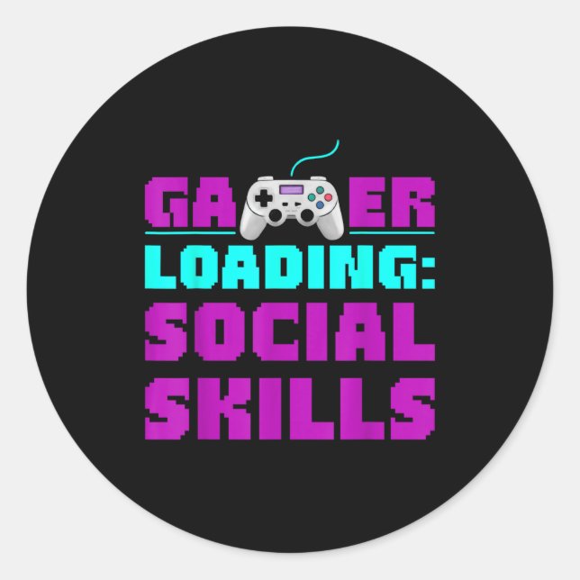 Sarcastic Gamer Loading Social Skills Funny Video  Runder Aufkleber (Vorderseite)
