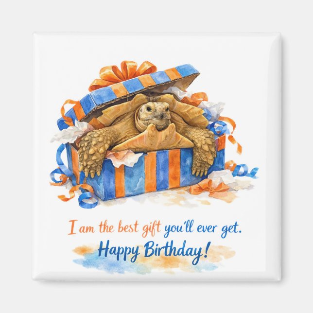 Sarcastic Happy Birthday Sulcata tortoise gift Magnet (Vorne)