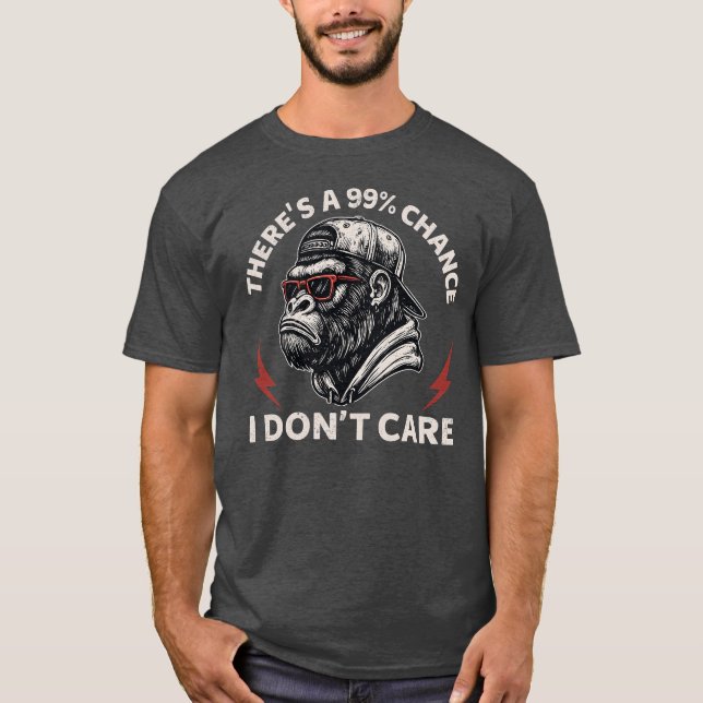 Sarcastic Monkey Graphic In Backward Hat & Shades T-Shirt (Vorderseite)