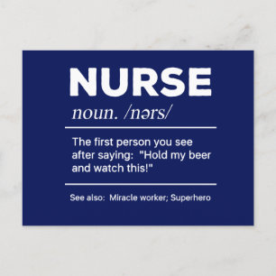 Sarcastic Nurse Definition: Halten Sie mein Bier Postkarte
