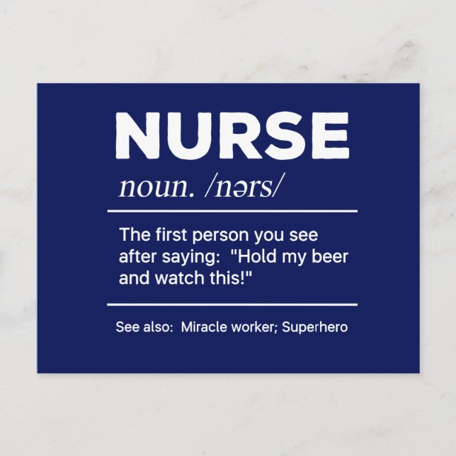 Sarcastic Nurse Definition: Halten Sie mein Bier Postkarte (Vorderseite)