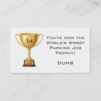 Sarcastic Parking Trophy Visitenkarte