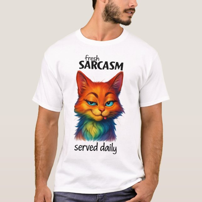 Sarcastic Rainbow Cat Funny Quote T-Shirt (Vorderseite)