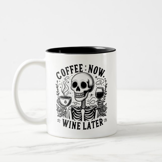 Sarcastic Skeleton Funny Coffee Zweifarbige Tasse (Links)