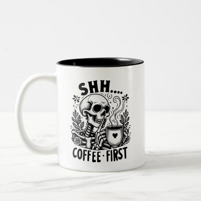 Sarcastic Skeleton Funny Coffee Zweifarbige Tasse (Links)