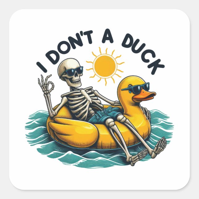 Sarcastic Skeleton on Duck Quadratischer Aufkleber (Vorderseite)