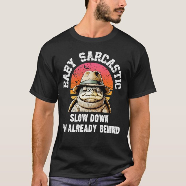 Sarcastic Turtle Retro Sunset Graphic T-Shirt (Vorderseite)