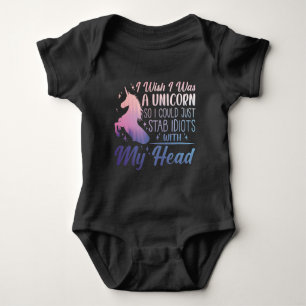 Sarcastic Unicorn Geschenk Stab Idioten unangemess Baby Strampler