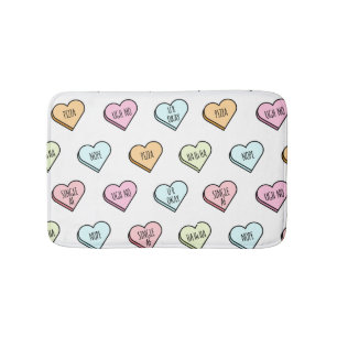 Sarcastic Valentine's Candy Heart Pattern Badematte