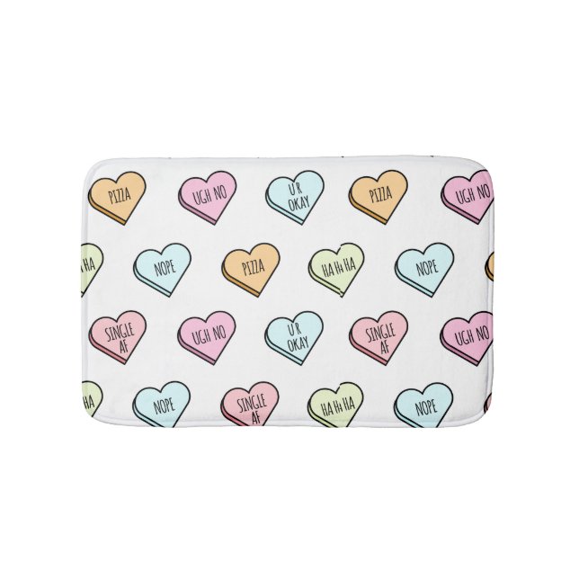 Sarcastic Valentine's Candy Heart Pattern Badematte (Vorderseite)